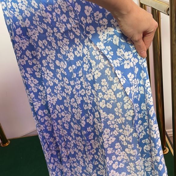 Reformation | Blue Bondi Ruffled Floral-print Crepe De Chine Midi Dress - Picture 10 of 12